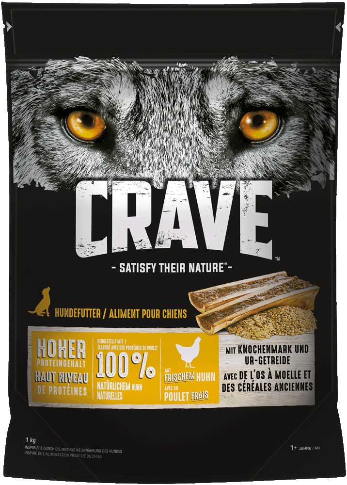 CRAVE Hunde-Trockenfutter Adult mit Huhn, Knochenmark und Urgetreide